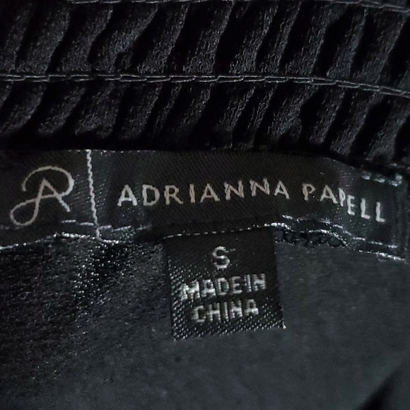 Adrianna Papell Size Small Black Smocked Neck & Sleeves Blouse - Picture 7 of 7